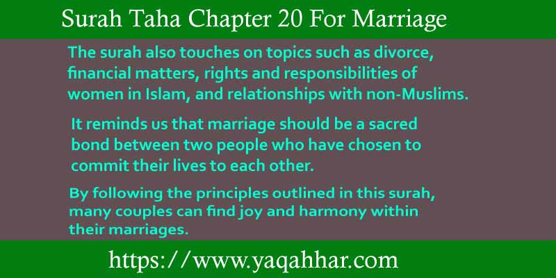 Surah Taha Chapter 20 For Marriage